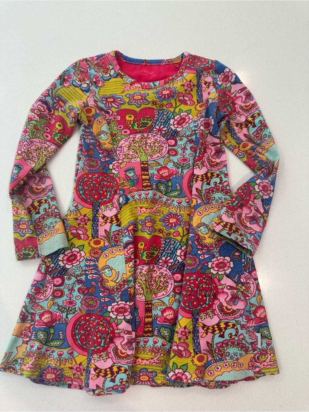 Oilily Bright Multicolor Floral & Tree Print Dress